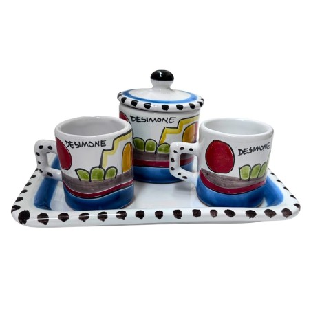 Set tazzine da caffè con vassoio contenitore Dammusi ceramiche de simone Set tazzine da caffè con vassoio contenitore Dammusi ceramiche de simone